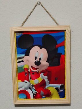 Mickey Mouse Inspired Decorative Message Bulletin Cork Board 9"x12" Wood Frame